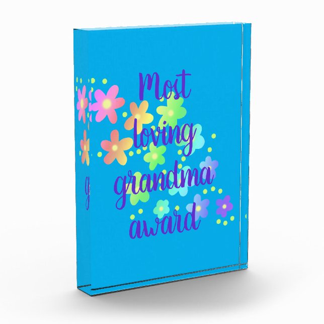 Most Loving Grandma Award Floral Photo Block (Left)