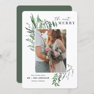 most merry botanical photo newlywed christmas card