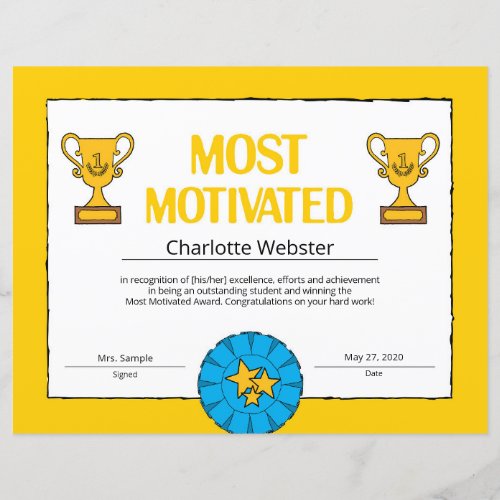 Most Motivated Certificate of Achievement PDF