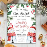 Most ONEderful | Snowman Christmas 1st Birthday Invitation<br><div class="desc">Make your child's first Christmas birthday the most 'One-derful' celebration with our special invitation. Create cherished memories. Buy now and let the festivities begin!</div>