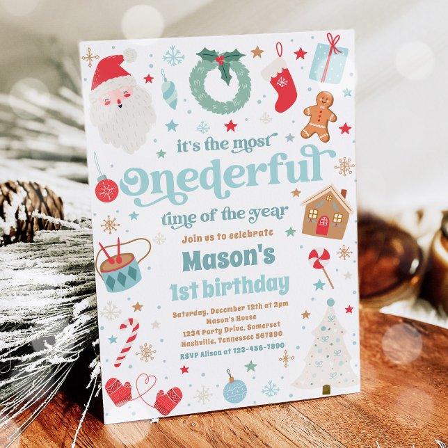 Most Onederful Time Christmas 1st Birthday Party Invitation (Creator Uploaded)