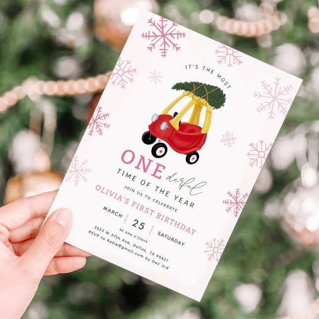 Most ONEderful Time Of The Year Girl 1st Birthday Invitation (Creator Uploaded)