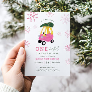 Most ONEderful Time Of The Year Pink 1st Birthday Invitation