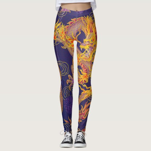 Most Popular Ancient Chinese Gold Emperor Dragon Leggings