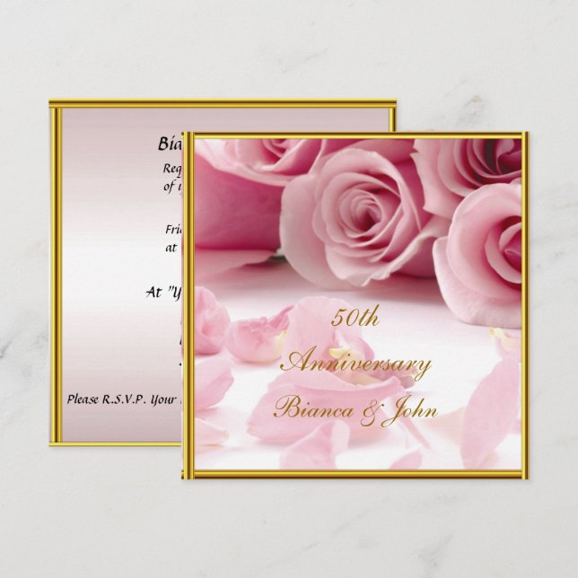 Most Popular and Elegant 50th Anniversary Invitation (Front/Back)