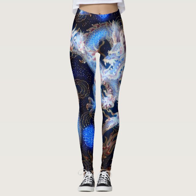 Most Popular Chinese Celestial Dragon Fantasy Art Leggings (Front)