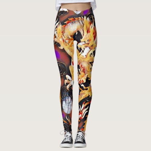 Most Popular Chinese Dragon Acrylic Paint Leggings