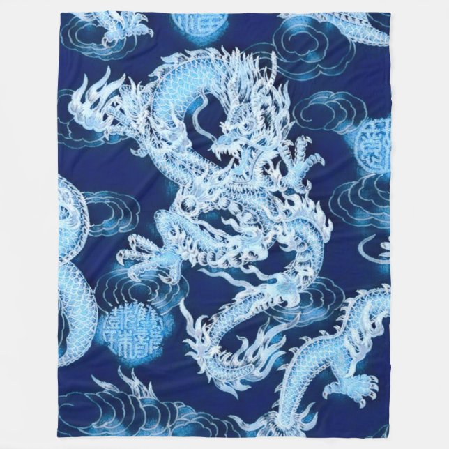 Most Popular Chinese Winter Dragon Fantasy Art Fleece Blanket (Front)