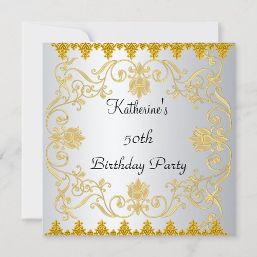 Most Popular Elegant White Gold  Invitation