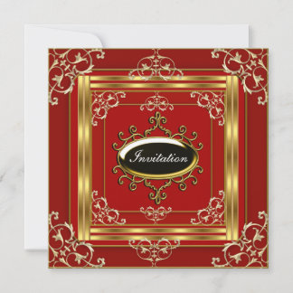 Most Popular Gold and Red Birthday Invitation