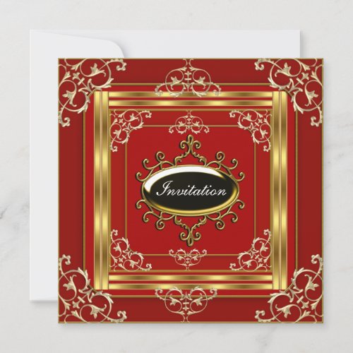 Most Popular Gold and Red Birthday Invitation