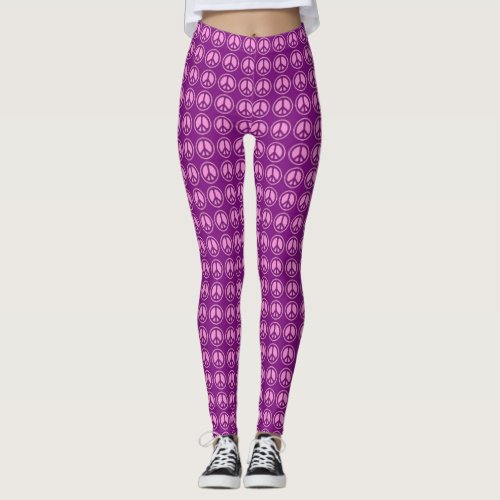 Most Popular Pink  Purple Peace Sign Pattern Leggings