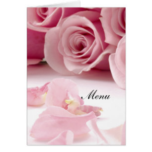 Most Popular Wedding Menu Pink Roses Cards