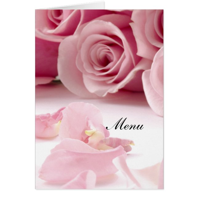 Most Popular Wedding Menu Pink Roses Cards (Front)