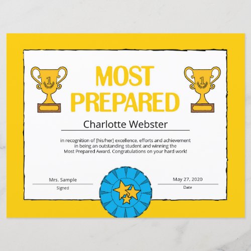 Most Prepared Certificate of Achievement PDF
