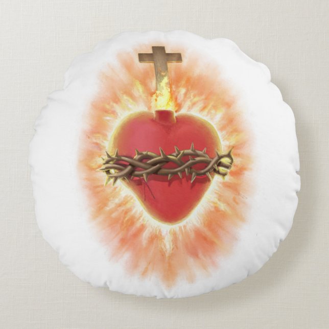 Most Sacred Heart of Jesus  Round Pillow (Front)