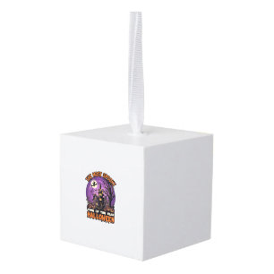 Most Spooky Halloween Haunted House Witch Pumpkins Cube Ornament