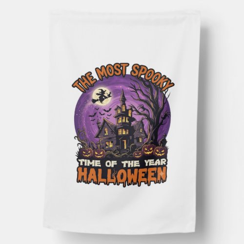 Most Spooky Halloween Haunted House Witch Pumpkins Flag