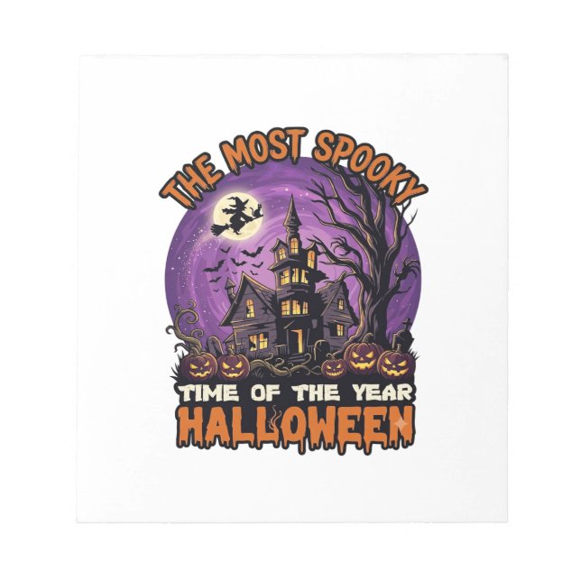 Most Spooky Halloween Haunted House Witch Pumpkins Notepad (Front)