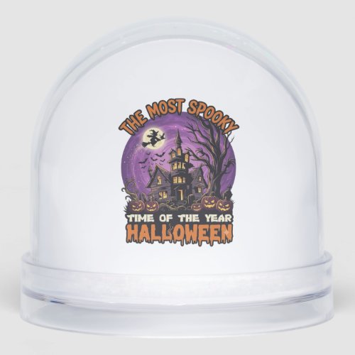 Most Spooky Halloween Haunted House Witch Pumpkins Snow Globe