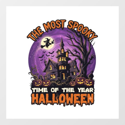 Most Spooky Halloween Haunted House Witch Pumpkins Window Cling