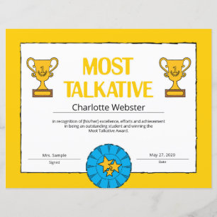Most Talkative Certificate of Achievement PDF