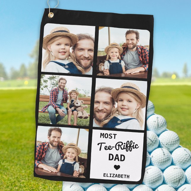 Most Tee-Riffic DAD Custom 5 Photo Father's Day Golf Towel (Creator Uploaded)
