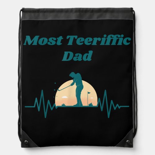 Most Tee Riffic Dad Funny Golf Pun Fathers Day  Drawstring Bag