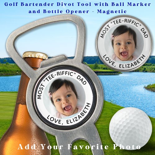 Most Tee_Riffic Dad Modern Custom Photo Golfer  Divot Tool
