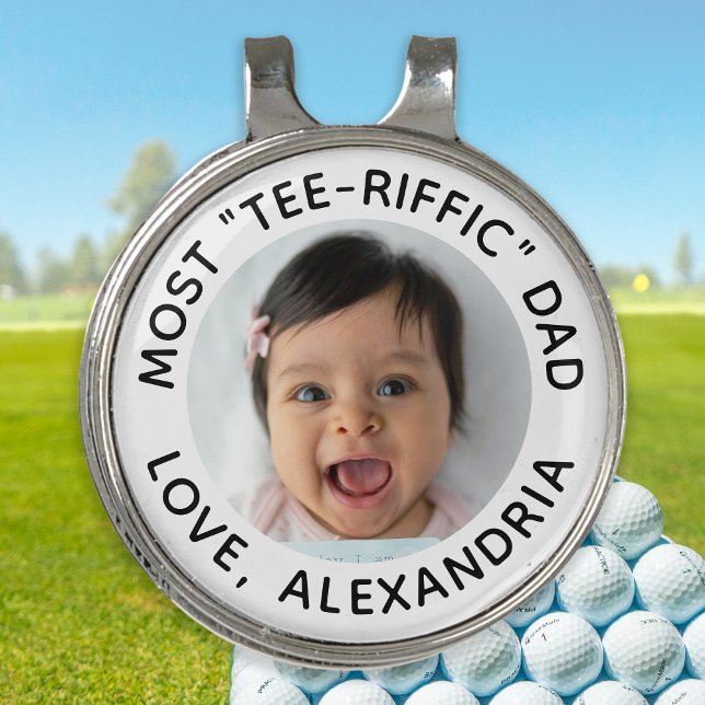 Most Tee-Riffic Dad Modern Custom Photo Golfer Golf Hat Clip (Creator Uploaded)