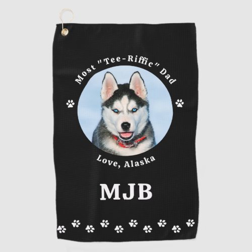 Most Tee_Riffic Dog Dad Paw Prints Custom Photo Golf Towel