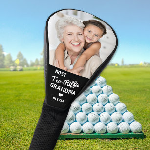 Most Tee-Riffic GRANDMA Personalized Golfer Photo Golf Head Cover