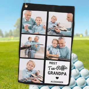 Most Tee-Riffic GRANDPA  5 Photo Father's Day Golf Towel