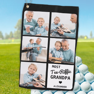 Most Tee-Riffic GRANDPA  5 Photo Father's Day Golf Towel
