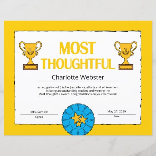 Most Thoughtful Certificate of Achievement PDF