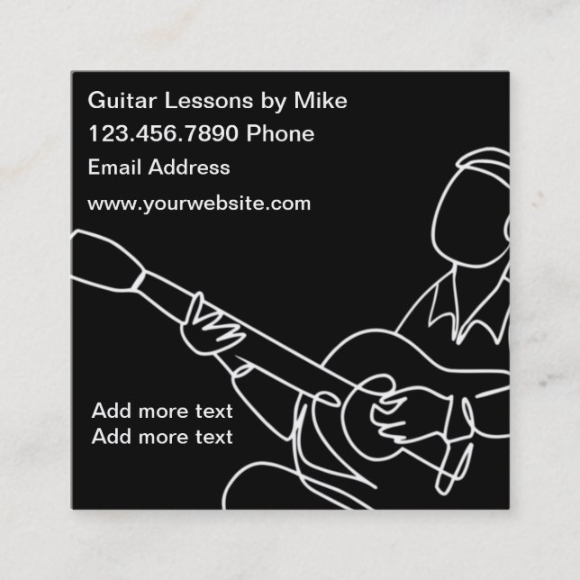 Most Unique Guitar Lessons Business Cards (Front)