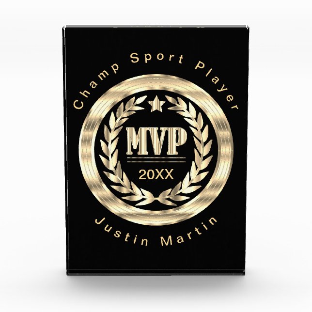 Most Valuable Player - Black and Gold Acrylic Award (Front)