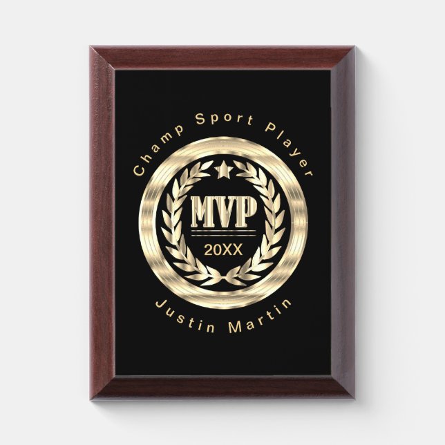 Most Valuable Player - Black and Gold Award Plaque (Vertical)