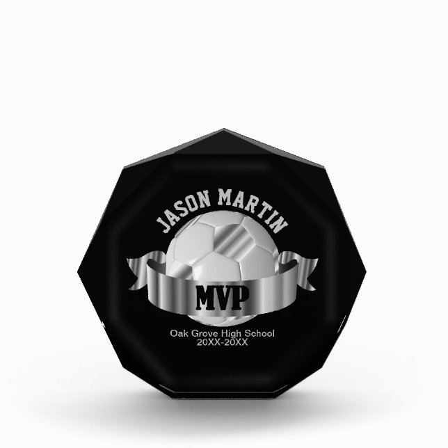 Most Valuable Soccer Player - Silver Acrylic Award (Front)