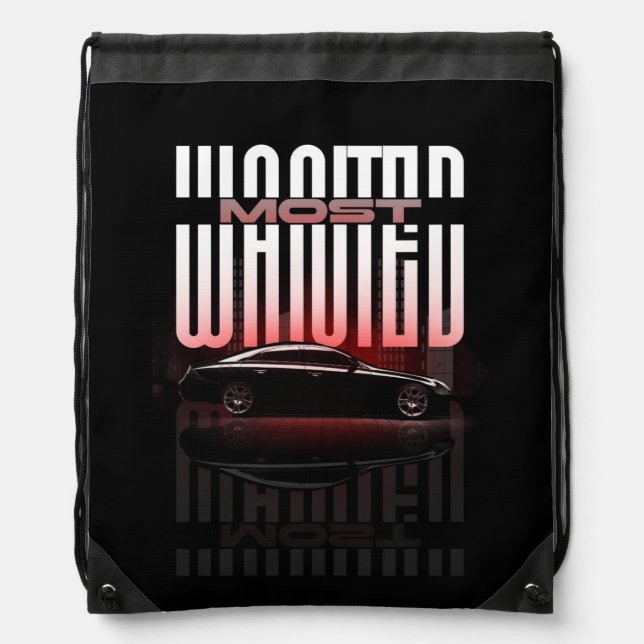Most Wanted Street Racer Drawstring Backpack (Front)