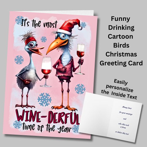 Most Wine_derful Time Funny Christmas Greeting Card