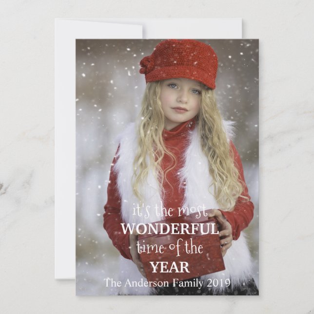 Most Wonderful Christmas Add Your Own Photo Holiday Card (Front)