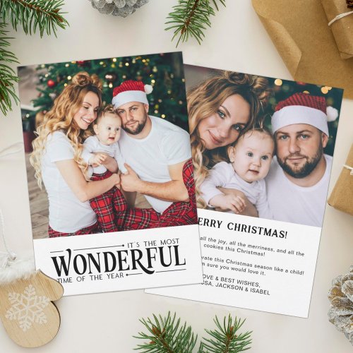 Most wonderful time 2 photo fun Christmas Holiday Card