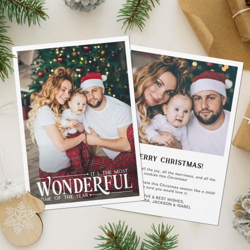 Most wonderful time 2 photo fun Christmas Holiday Card