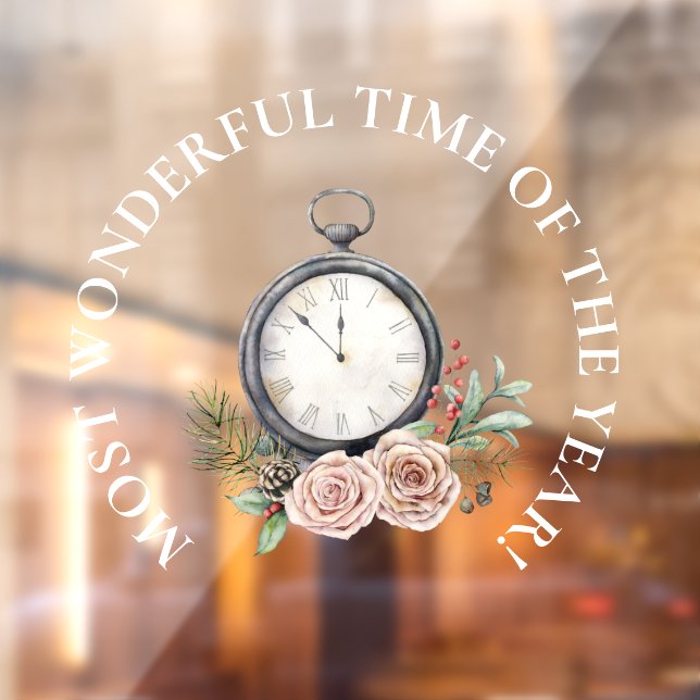 Most Wonderful Time, Beautiful Stopwatch Christmas Window Cling (Sheet 2)