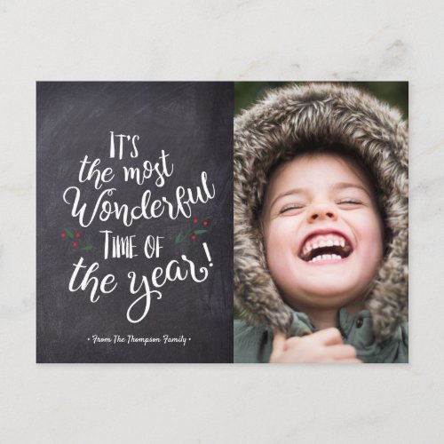 Most Wonderful Time Christmas 2020 Script Holiday Postcard