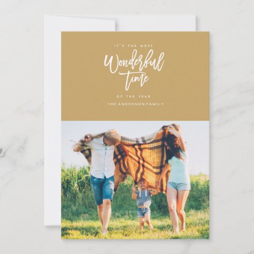 MOST WONDERFUL TIME christmas greeting card gold