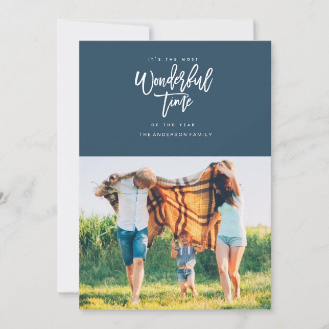 MOST WONDERFUL TIME christmas greeting card [navy] (Front)