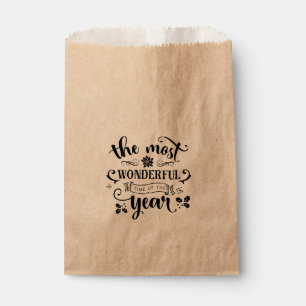 MOST WONDERFUL TIME Christmas Holiday Favor Treat Favor Bag