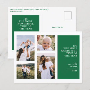 Most wonderful time christmas multi photo  announc holiday postcard